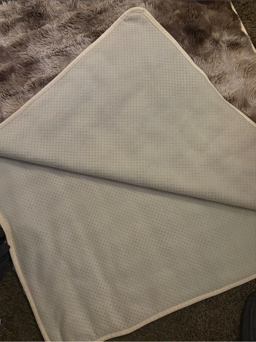 Plush Faux Fur Door Mat in Taupe and Chocolate - Unbranded